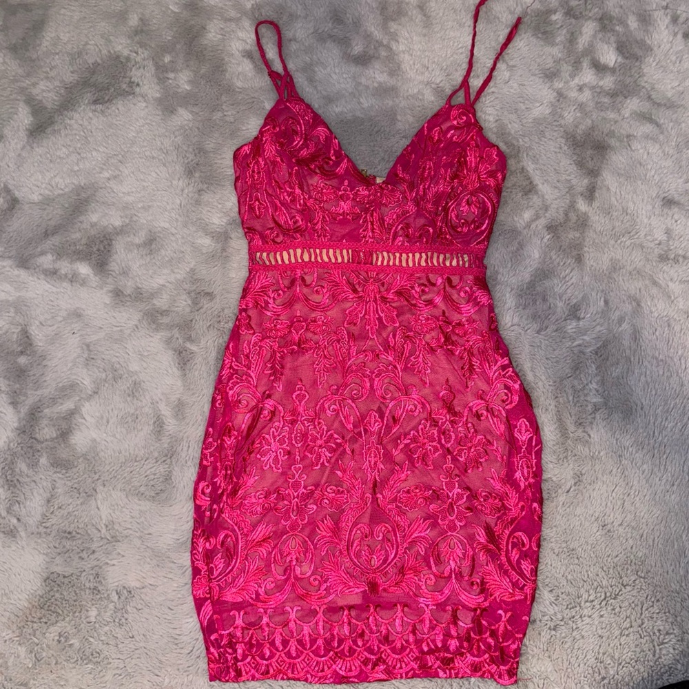 Fuchsia Fashion Nova Lace Dress